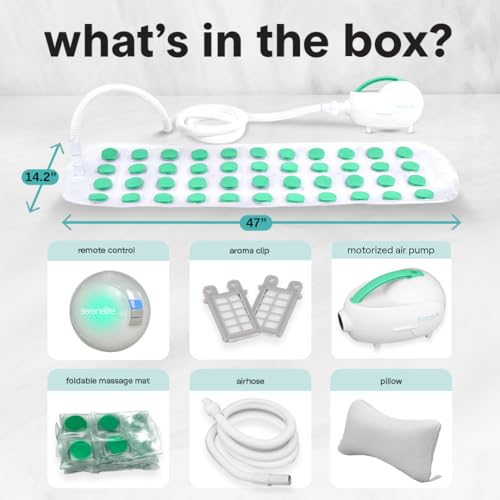 SereneLife Bubble Bath Mat - Portable Spa Bubble Bath Massager with Waterproof Bath Light & Pillow, Adjustable Bubble Intensity, Easy Button Control, Remote Control - color: Teal