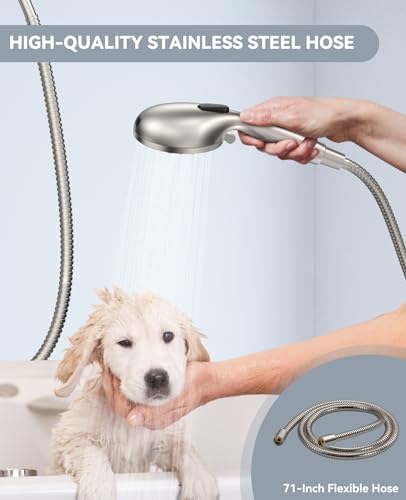 JDO Shower Head with Handheld, High Pressure Handheld Shower Head 9 Settings, Detachable Shower Head Set with Stainless Steel Hose and Shower Bracket (Brushed Nickel) - color: Brushed Nickel