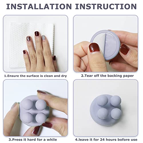 4 pcs Silicone Toothbrush Holder Multi-Function Hook Waterproof self Adhesive Single Toothbrush Hook Plug Holder for Wall for Hanging Bathroom Kitchen Living Room Office - color: Purple