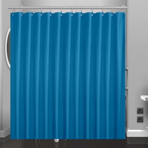 Blue Plastic Shower Curtain Or Liner, 72x72 Inch Lightweight Blue Plastic Bathroom Shower Showroom Inner Curtain with Rustproof Metal Grommet Holes and Weighted Magnets - color: D07-royal Blue, size: 72"W x 72"L (Pack of 1)