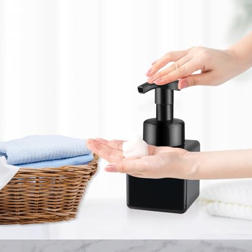 3 Pack Foaming Soap Dispenser Empty Plastic Foam Pump Bottle Refillable Foam Soap Bottle Dispenser for Shampoo Liquid Soap Face Wash (Black, 250ml/8.3oz) - color: Black, size: 250 ml
