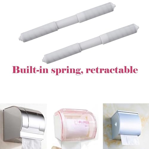 2 Pack 8.66 Inch White Toilet Paper Holder-Extended Version | Light Weight, ABS Material, Plastic Toilet Paper Holder Spring Rod in Household Restaurant - color: 2pcs