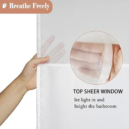 UFRIDAY Small Size 36x72 Inch Shower Curtain with Thin Mesh, Durable Fabric Bathroom Curtain with Hooks, Water Repellent,White - color: White, size: 36"W x 72"L (Pack of 1)