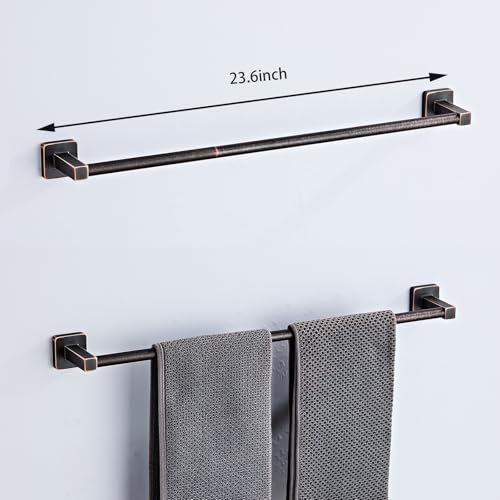 Bathroom Hardware Set 4 Pieces,Oil Rubbed Bronze Bathroom Accessories Set Stainless Steel Wall Mounted, Hand Towel Bar, Towel Ring, Robe Towel Hooks,Toilet Paper Holder,Towel Bar Set, 23.6 Inch - color: Oil Rubbed Bronze, size: 23.6Inch
