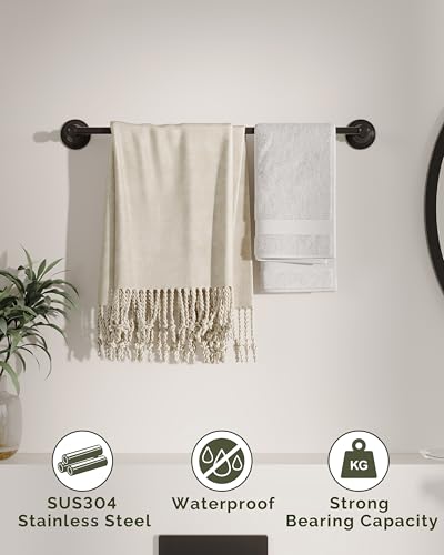 Towel Bar 24inch, Stainless Steel Bathroom Towel Rack Wall Mounted, Heavy Duty Towel Rod, Towel Holders for Bathroom, Kitchen (Matte Black) - color: Matte Black