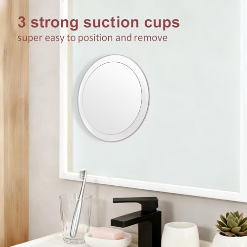 SANTOO Large 8 Inch Round Magnifying Mirror with 3 Suction Cups for Easy Mounting (10X Magnification) - Perfect for Detailed Grooming and Travel - color: 10x