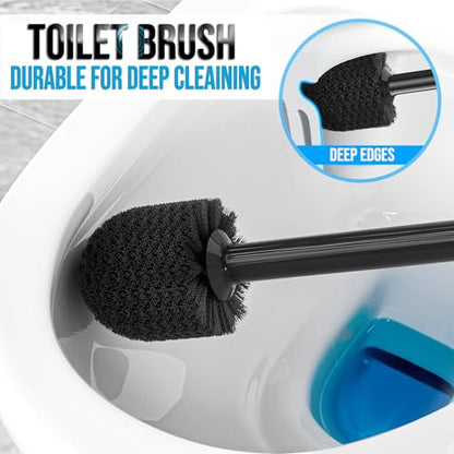 2 in 1 Plunger and Brush Set - Heavy Duty Toilet Plunger and Brush Set - Bathroom Cleaning Tools, Black Plunger and Toilet Brush Combo - Toilet Brush Plunger Set for Deeply Cleaning