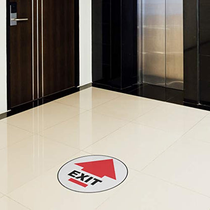 Floor Decals Exit Red Black Anti-Slip Round Shape D 24 in Longer Side | Exit Sign Sticker Business Industrial Signs Stickers