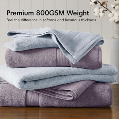 Madison Park 800GSM 100% Cotton Bathroom Bath Towel Set of 8, Light Purple | Long Staple, Highly Absorbent, Durable Hotel Spa Quality, Quick Dry, Double Stitched Hems, Lint Reducing, OEKO-TEX Certified - color: Light Purple, size: Multi-Sizes
