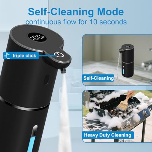 OHIFAST 2 Pack Automatic Foaming Soap Dispenser Touchless, USB Rechargeable Smart Hand Soap Dispenser, 6-Level Adjustable, 12.8oz/380mL, Compatible with Thick Thin Dish Soap for Bathroom Kitchen-Black - color: 2 Pack- Black, style: Foam
