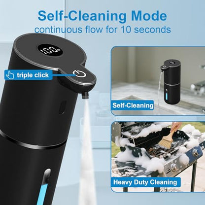 OHIFAST 2 Pack Automatic Foaming Soap Dispenser Touchless, USB Rechargeable Smart Hand Soap Dispenser, 6-Level Adjustable, 12.8oz/380mL, Compatible with Thick Thin Dish Soap for Bathroom Kitchen-Black - color: 2 Pack- Black, style: Foam