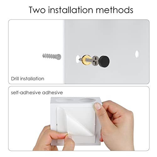 Electric Toothbrush Holder Wall Mount 2-Slot, White | Adhesive or Wall Screws Install, Stainless Steel, Fits Handles Under 1.38 in Diameter - color: White, size: 2-Slot