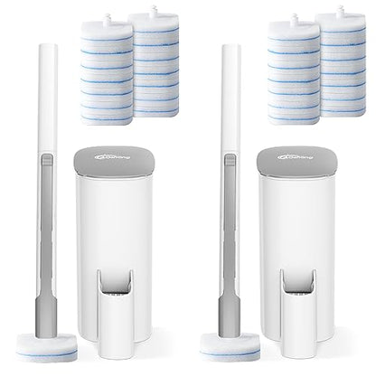 Disposable Toilet Brush 2 Pack- Toilet Bowl Cleaner, Toilet Cleaning Supplies, Toilet Brush with Holder, 28 Refills for Deep Cleaning and Hygienic Bathroom Maintenance - size: 2 Brush+28 Refills