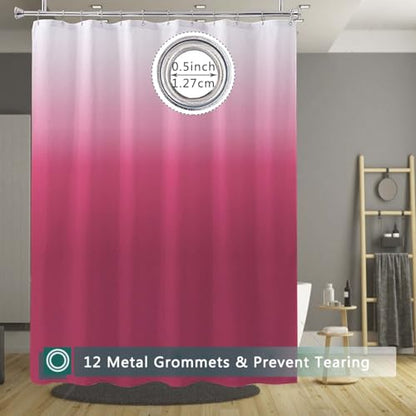 Shower Curtain Liner, 100% Waterproof Peva Shower Curtains with 3 Duty Heavy Bottom Magnets and 12 Rust Proof Grommets, 72x72 Weighted Shower Liner for Shower Stall, Bathtubs - color: Gradient Red