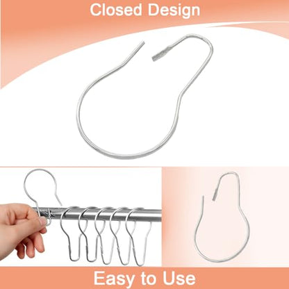 200 PCS Metal Shower Curtain Hooks Reusable Stainless Hanging Shower Rings Bulk Rust-Proof Curtain Rings for Bathroom Bedroom Kitchen Home Applications, Silver - color: 200pcs Silver