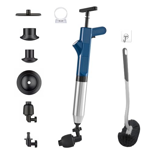 Toilet Plunger Heavy Duty - High Pressure Toilet Plunger and Brush Set | High Pressure Plunger for Toilet Floor Drain Sinks and Plumbing Clogs