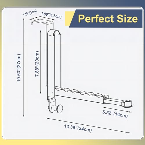 Majewel Over The Door Hooks Hanger 2 Pack, Adjustable Foldable Drying Rack for Laundry, Towels, Bags, Bathroom, Black