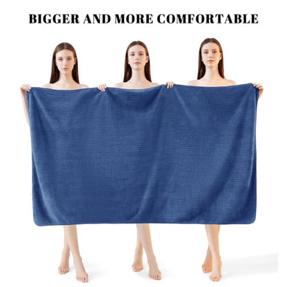 Bath Towels Set of 4 Extra Large 35 x 70 Inches,Luxury Thick High Absorbent and Quick Dry Bath Sheet,Ultra Soft Microfiber,Bathroom,Beach,Yoga,Sport,SPA,Fitness (Navy Blue) - color: Navy Blue, style: 4 Piece Bath Towels