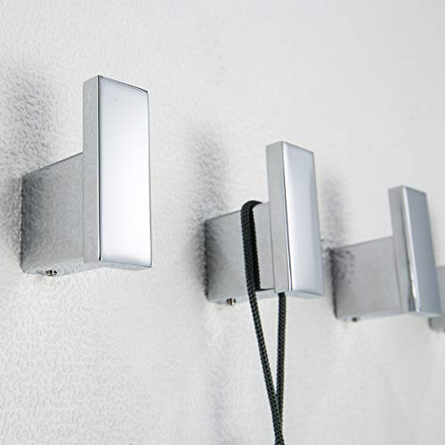 RANDOM Towel Hooks Bathroom Hardware Accessories Coat Hook 304 Stainless Steel Clothes Hook for Bath Kitchen Contemporary Hotel Style Wall Mounted 2 Pack. (Square, Chrome) - color: Single Hook-Polished Chrome