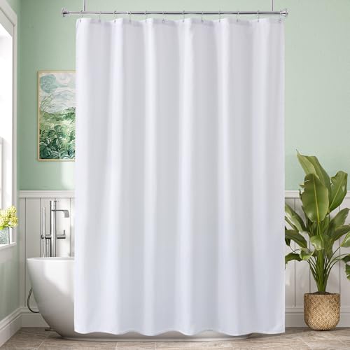 Extra Long Shower Curtain Liner Washable 72x90 Inches, Tall Shower Liner Fabric with 2 Bottom Stones, Waterproof 2-in-1 Shower Curtain and Liner, 12 Grommet Holes, Hotel Quality, White - color: White, size: 72"W x 90"L (Pack of 1)