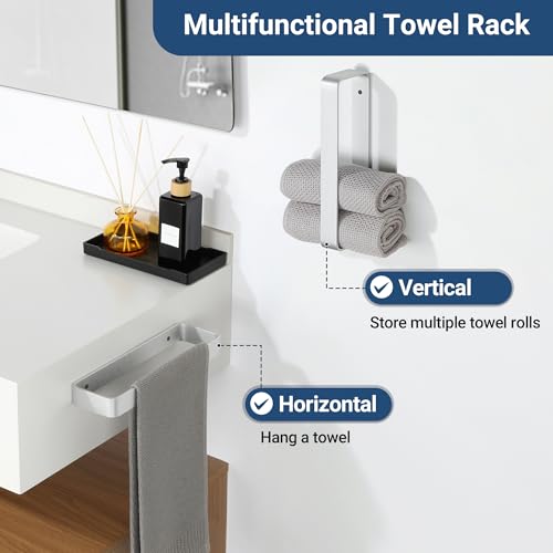 SAYAYO Brushed Nickel Hand Towel Holder for Bathroom Wall, 10 Inch Self Adhesive Towel Bar Hand Towel Rack Square Heavy Duty - color: Brushed Nickel, size: 10 Inch