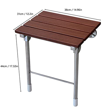 14.9"x12.2" Folding Shower Seat - Wall Mounted - Solid Wood Fold Down Spa Bench
