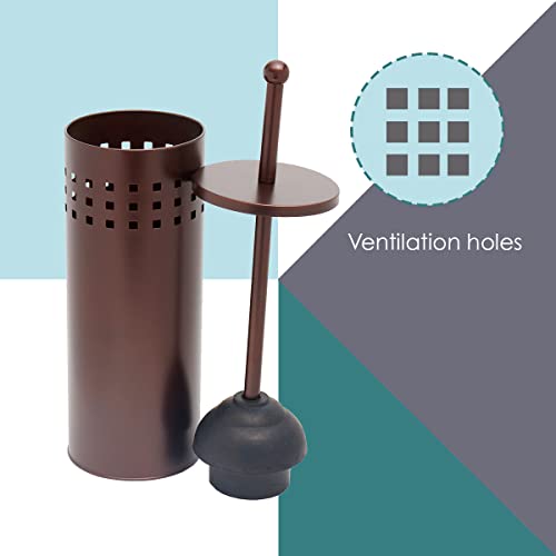 Steel Toilet Plunger & Holder (Bronze), By Home Basics | Bathroom Apartment Essentials | Toilet Plunger Hideaway | Bathroom Plunger, Toilet Plungers For Bathroom
