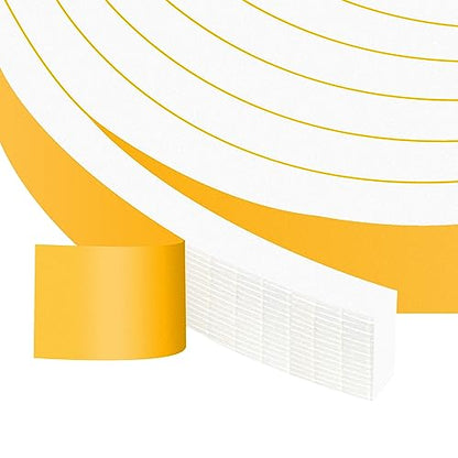 Thick Foam Tape, Strong Adhesive 1inch Weather Strip for Large Gaps | Blocks Drafts, Dust, Noise & Vibration, Heavy Duty High Density Foam Insulation, Single-Sided Adhesive, Removable, No Residue - color: White, size: 1 In x 3/8 In x 13Ft