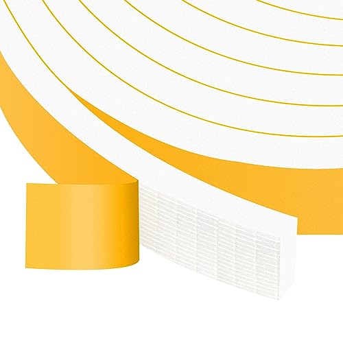 Thick Foam Tape, Strong Adhesive 1inch Weather Strip for Large Gaps | Blocks Drafts, Dust, Noise & Vibration, Heavy Duty High Density Foam Insulation, Single-Sided Adhesive, Removable, No Residue - color: White, size: 1 In x 3/8 In x 13Ft
