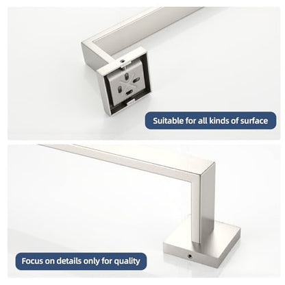 23.6 Inches Brushed Nickel Bathroom Towel Bar Set, 2-Piece Square Wall Mounted Towel Rack, Wall Mounted 304 Stainless Steel Towel Holder for Bathroom - color: Brushed Nickel, size: 2 pack