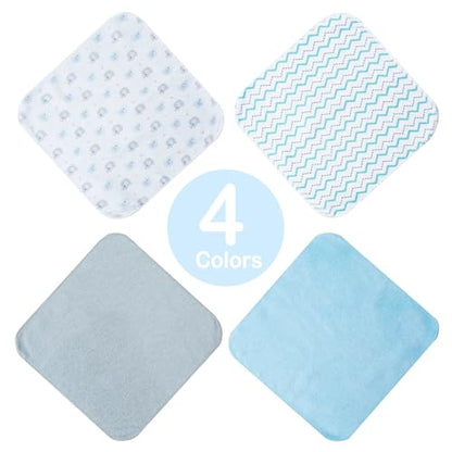 softan Baby Washcloths, 24Pack Baby Wash Cloths Extra Soft & Ultra Absorbent, Baby Towels and Washcloths Face Towels for Unisex Boys Girls Body, Washclothes Gentle on Sensitive Skin, 9x9 Blu Elephant - color: Blue Elephant