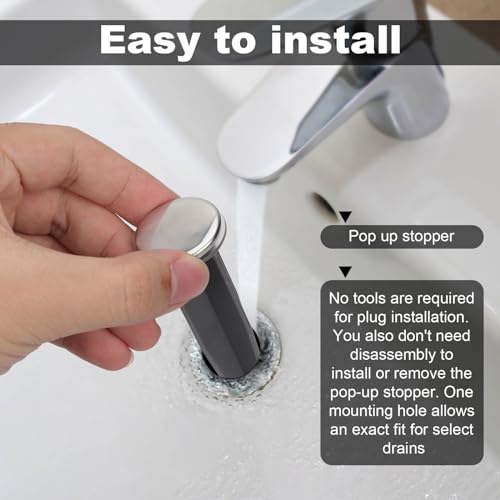 2pcs Bathroom Sink Pop Up Stoppers, 4-7/8 Height 1-1/4 Diameter for Moen | Plastic Clear Trailer Light Cover, Smart Snap-In Design, Compatible with BARGMAN 34-78-517, 515, 522