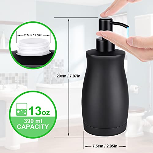 Stainless Steel Countertop Matte Black Soap Dispenser Liquid Bottle for Kitchen & Bathroom Hand Dish Lotion (Matte Black, 390ml/13oz) - color: Matte Black, size: 390ml