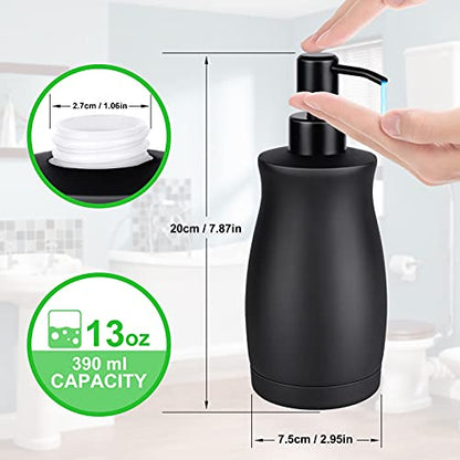 Stainless Steel Countertop Matte Black Soap Dispenser Liquid Bottle for Kitchen & Bathroom Hand Dish Lotion (Matte Black, 390ml/13oz) - color: Matte Black, size: 390ml
