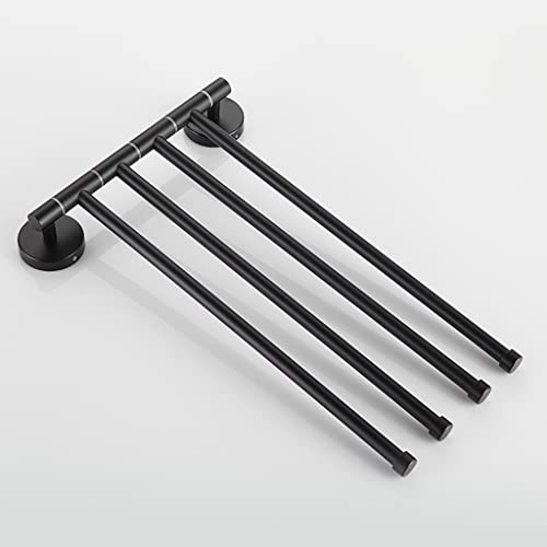 ZHOUXIAO 304 Stainless Steel Swing Out Towel Bar Holder/Black Swivel Towel Rack for Bathroom or Kitchen, Towel Bar Folding Arm Swivel Hanger Bathroom Storage Wall Mounted black-4Bars