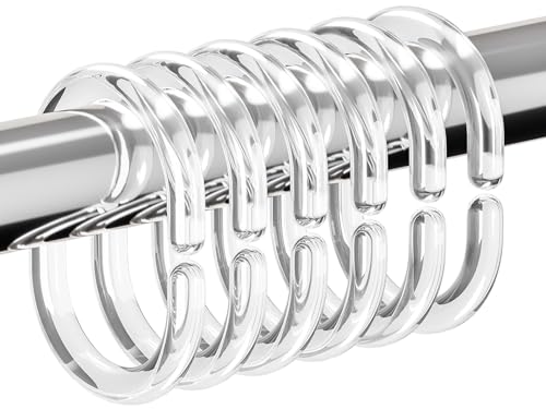 Resze 24 PCS Shower Curtain Hooks, Plastic Clear Shower Curtain Rings | Shower Hooks, BPA Free, Rust Proof Anti-Drop Shower Rings, Glide Smoothly Curtain Hooks for Bathroom Shower Rods Curtains - color: Clear, size: 24PC