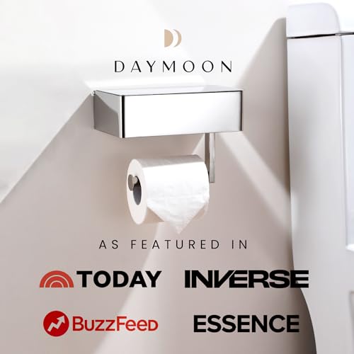 Day Moon™ - Toilet Paper Holder with Shelf - Modern Roll Holder for Bathroom - 1 Pack - Wall Mount - with Storage, Polished Chrome - color: Polished Chrome