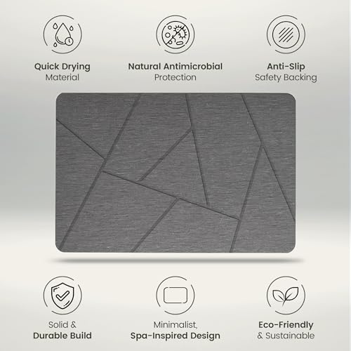 Quick Dry Shower Stone Bath Mat, Super Absorbent & Non-Slip 24 x 16 Inch Diatomaceous Earth Mat, Durable & Easy to Clean Diatomite Bath Mat for Bathroom Floor/Kitchen (River Silt) - color: River Silt