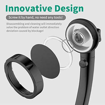 High Pressure Shower Head with Handheld, Black | On Off Shower for RV, Water Saving Shower Head with Stop Button and 3 Modes, Detachable RV Shower Head with Hose and Bracket - color: Black