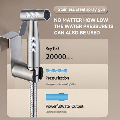 Handheld Bidet Sprayer for Toilet & Bathroom, Adjustable Water Pressure Spray Gun with 304 Stainless Steel Hose, Bidet Faucet for Postpartum Care, Elderly, Muslim Shower, Easy to Install
