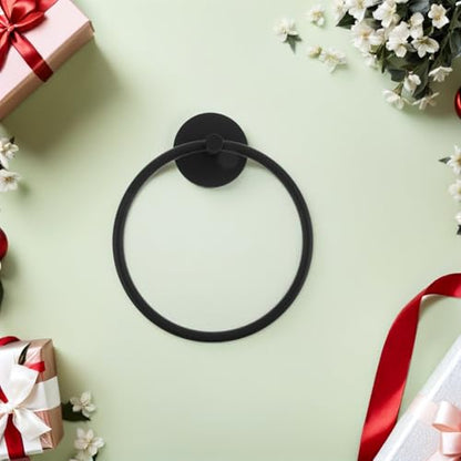 NUOBESTY Self-Adhesive Round Towel Ring Stainless Steel Hand Towel Holder Wall Mounted No Drilling Bathroom and Kitchen