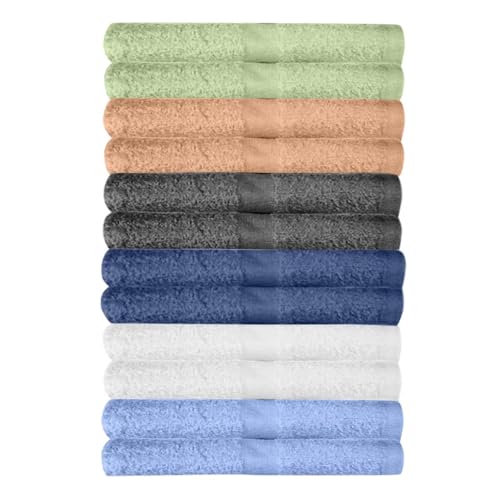 KAHAF COLLECTION 12 Pack Washcloths | Multicolour 100% Cotton Extra Absorbent Face Towels | Soft, Quick Dry Wash Cloths for Bathroom, Spa, Gym, Baby & Travel (12 Packs (12 x 12)) - size: 12 Pack (12" x 12")