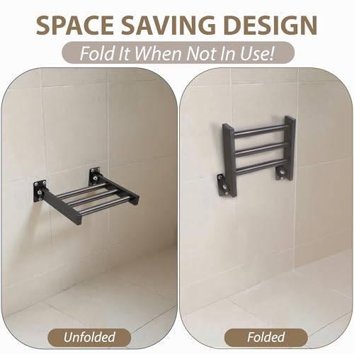 Shower Foot Rest and Shaving Pedestal - Wall Mount Folding Shower Ledge/Elevate Foot for Comfort/Safely Shave Legs and Wash Feet/Supports 200 lbs/ 304 Stainless/Oil Rubbed Bronze/ 9”x 8” - color: Oil Rubbed Bronze