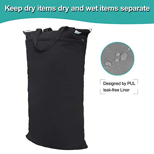 wegreeco Large Reusable Hanging Wet Dry Cloth Diaper Bag (Black) - color: Black