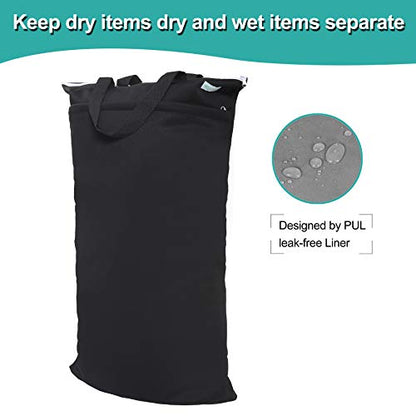 wegreeco Large Reusable Hanging Wet Dry Cloth Diaper Bag (Black) - color: Black