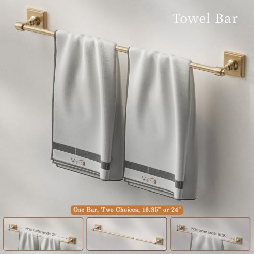 Champagne Bronze Bathroom Accessories Set, 5 Piece Bathroom Towel Holder Set, SUS304 Stainless Steel 24" Towel Bar, Towel Rack Set for Bathroom, Bathroom Hardware Set Wall Mounted - color: Champagne Bronze