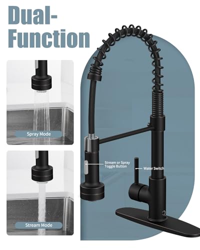 Bronze Kitchen Faucet with Sprayer, Kitchen Faucet with Soap Dispenser,Ktchen Faucets with Pull Down Sprayer,Single Hole Kitchen Sink Faucet with LED light,Oil Rubbed Faucet for Kitchen Sink - color: F-Oil Rubbed Bronze, style: Rustic