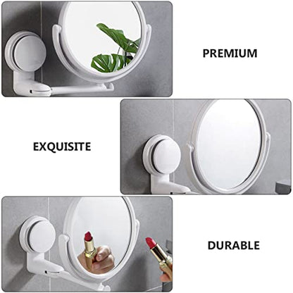 Beauty Wall- Angle Style Cosmetic Cup and Hotel with for Mirror, Adjustable Wall- Mounted Mounted Swivel Punch- Suction Degree Small Wall Hanging Makeup Mirror Folding - color: White