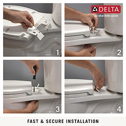 Delta Faucet Wycliffe Slow Close Round Toilet Seat with Non-Slip Seat Bumpers, Soft Close Toilet Seat Round, Toilet Seat Slow Close, White 801901-WH