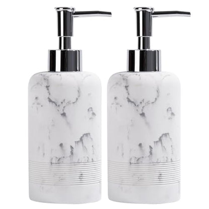 2pcs/Set Hand Soap Dispenser Sets - 10.8oz Refillable Resin Liquid Soap Dispensers with Rust-Proof Pump for Bathroom Countertop or Kitchen, Marble White - color: Marble White